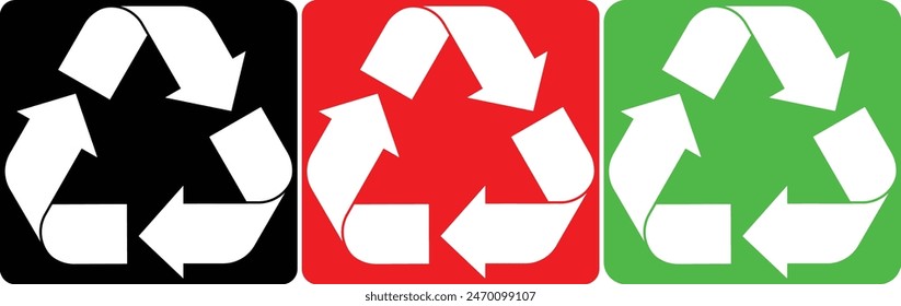 set of recycling icons. Editable fill colorful recycle logo symbol. vector illustration. Waste recycling innovation. Reuse, ecofriendly environment and save the planet