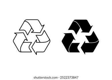 Conjunto de iconos de reciclaje. Símbolo de logotipo de reciclaje colorido de relleno editable. Ilustración vectorial. Innovación en el reciclaje de residuos. Guardar Reutilización, ambiente ecológico y el planeta