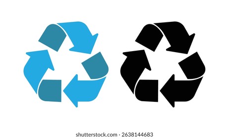 set of recycling icons. Editable fill colorful recycle logo symbol.