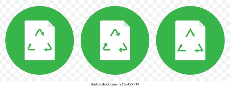 set of recycling icons. recycle logo symbol. vector illustration green symbols, Recycle icon symbol on Transparent Background. EPS 10.