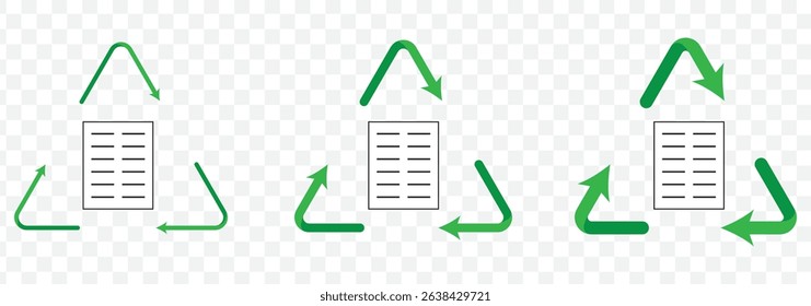 set of recycling icons. recycle logo symbol. vector illustration green symbols, Recycle icon symbol on Transparent Background. EPS 10.