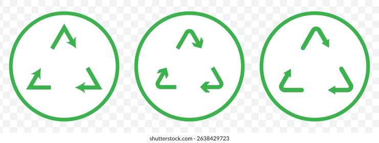 set of recycling icons. recycle logo symbol. vector illustration green symbols, Recycle icon symbol on Transparent Background. EPS 10.