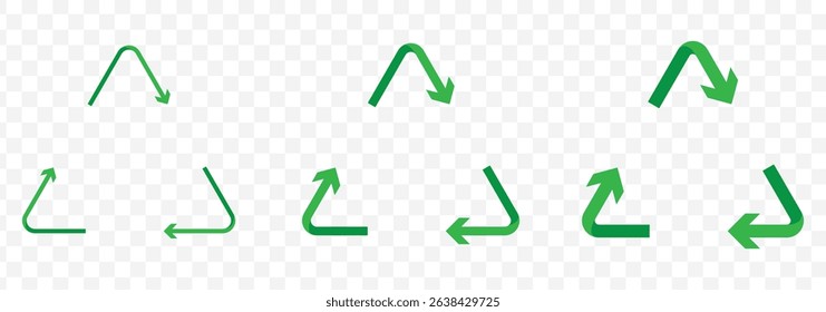set of recycling icons. recycle logo symbol. vector illustration green symbols, Recycle icon symbol on Transparent Background. EPS 10.