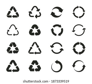 Set of recycling icons. Recycle symbol. Rotation arrow pack. Reuse cycle. Vector eco icons - Shutterstock ID 1873339519