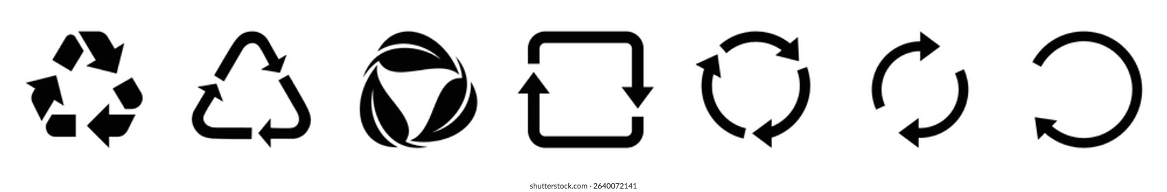 Set of recycling icons. Recycle symbol collection. Perfect for eco friendly design, sustainability, waste management, circular economy, and renewable process. Icons, vector.