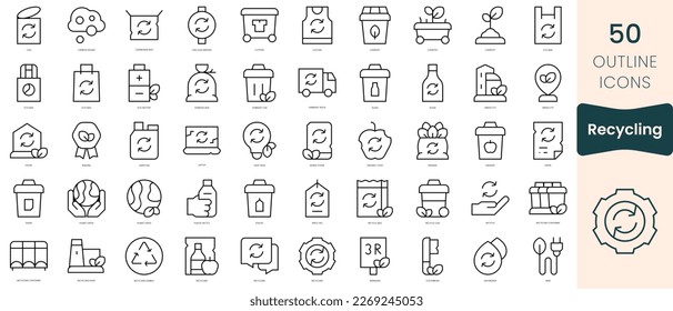 Set of recycling icons. Thin linear style icons Pack. Vector Illustration