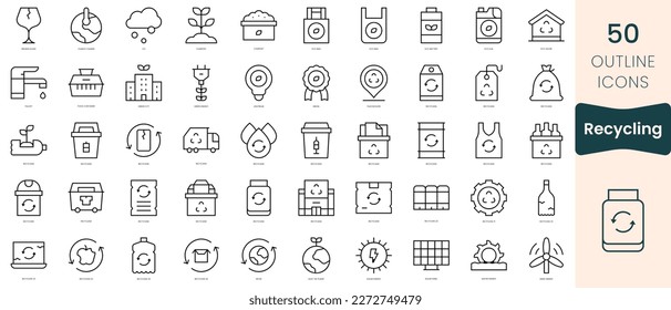 Set of recycling icons. Thin linear style icons Pack. Vector Illustration