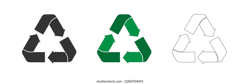 Set of recycling icons. Triangle Recycling Sign Symbol. Vector illustration