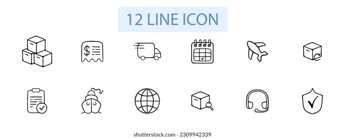 Set of recycling icons. Waste management, eco-friendly symbols, recycling bins, sustainable lifestyle. Green concept. Pastel color background. Vector 12 line icon