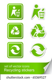 set recycling sign icon sticker vector illustration isolated on white background