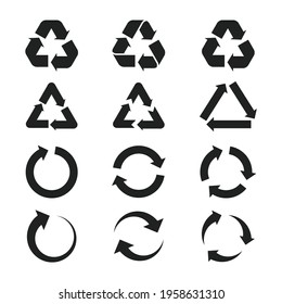 set recycling signs with arrows isolated on white background. vector illustration.