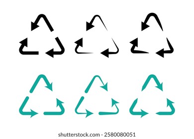 Set of Recycling Symbols in Black and Teal.