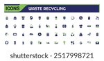 Set of recycling waste colorful solid icons. Garbage disposal. Trash separation, color filled icon set, Glyph icon set for web and ui. Editable stroke.