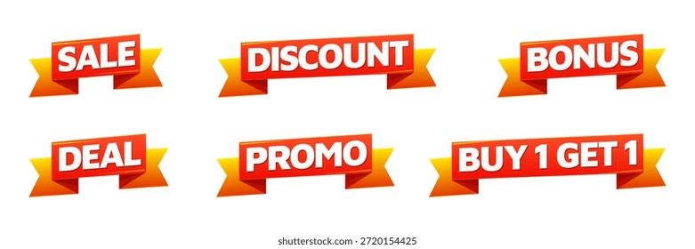 Conjunto de cintas de marketing 3D rojas para promociones de ventas minoristas
