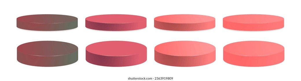 Set of Red 3d podium mockups Isolated on white background. Vector Illustration. EPS 10.
