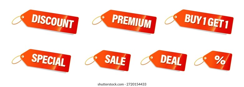 Conjunto de etiquetas de Precio 3D rojo para promociones de ventas minoristas