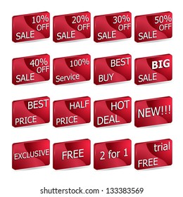 Set of red 3d sale labels