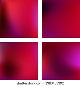 Set with red abstract blurred backgrounds. Vector illustration. Modern geometrical backdrop. Abstract template.