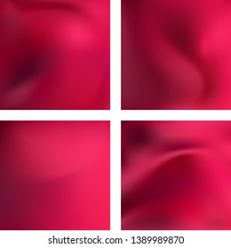 Set with red abstract blurred backgrounds. Vector illustration. Modern geometrical backdrop. Abstract template.