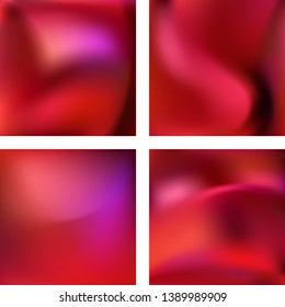 Set with red abstract blurred backgrounds. Vector illustration. Modern geometrical backdrop. Abstract template.
