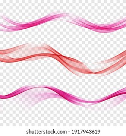 
Set of red abstract elements. Stream of transparent red wave.