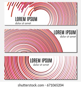 Set of red abstract header banners with curved lines and place for text. Vector backgrounds for web design.
