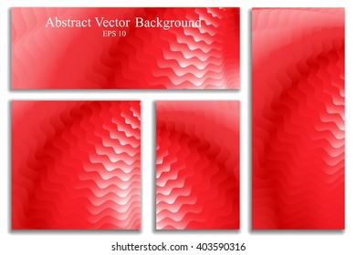 set of red abstract shiny backgrounds. Vector geometric banner with lines. Shell Background. Vector business flyer template or corporate banner design with stripes and waves. Red  waves. Vector