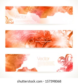 Set of red abstract vector banners.