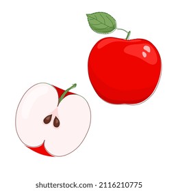 Set of red apple flat illustrations