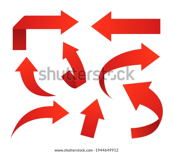 Set Red Arrow Icons On White Stock Vector (Royalty Free) 1944649912 ...