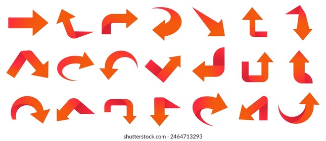 Set of red arrow icons, pointing up, down, left and right icon