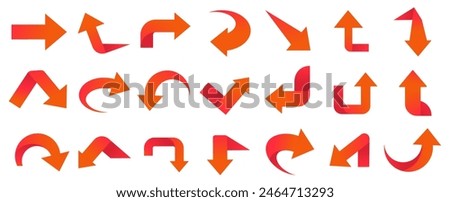 Set of red arrow icons, pointing up, down, left and right icon