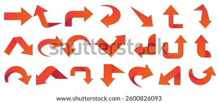Set of red arrow icons, pointing up, down, left and right icon.