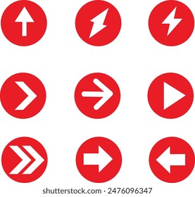 Satz von roten Pfeilsymbol-Icons Vektorgrafik