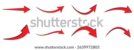 Set of Red Arrow.  Right vector Direction isolated on a white background. vector illustration.