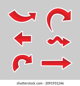 Diseño de un conjunto de pegatinas de flecha roja