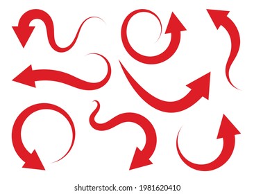 Set Red Arrows On White Background Stock Vector (Royalty Free ...