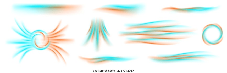 Set of red arrows showing warm air heater direction. Isolated on transparent background element