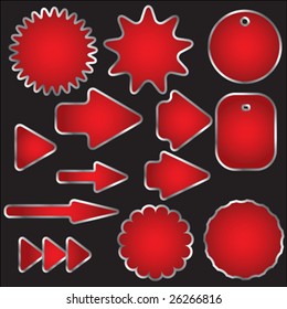 Set of red arrows signs