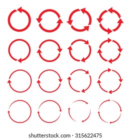 Set of red arrows. Vector Icons