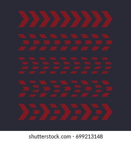 set of red arrows vector linear dots