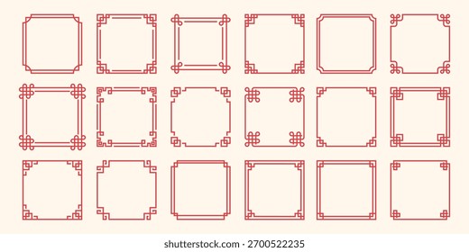 set of red Asian framesand borders, traditional chinese frame