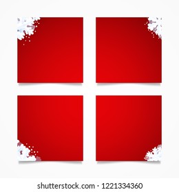Set of red background templates with snowflakes for banners, card, web design.