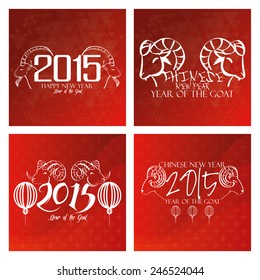 a set of red backgrounds with text and goats for chinese new year