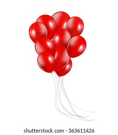 Set of Red Balloons, Vector Illustration. EPS10