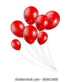 Set of Red Balloons, Vector Illustration. EPS10