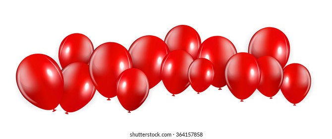 Set of Red Balloons, Vector Illustration. EPS10