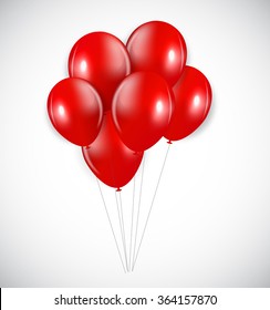 Set of Red Balloons, Vector Illustration. EPS10