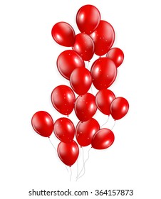 Set of Red Balloons, Vector Illustration. EPS10
