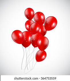 Set of Red Balloons, Vector Illustration. EPS10